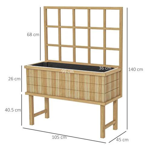 Outsunny Outsunny Wood Raised Planter w/ Trellis Drain Holes Elevated Garden Bed Natural - Raised Beds