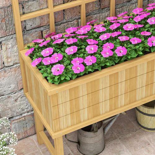 Outsunny Outsunny Wood Raised Planter w/ Trellis Drain Holes Elevated Garden Bed Natural - Raised Beds