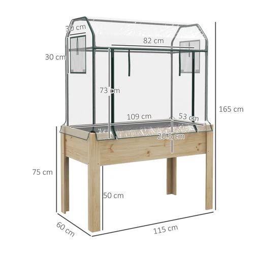 Outsunny Outsunny Wooden Raised Planter, Garden Bed with Greenhouse Cover and Bed Liner - Raised Beds