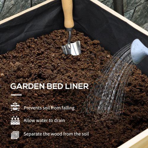 Outsunny Outsunny Wooden Raised Planter, Garden Bed with Greenhouse Cover and Bed Liner - Raised Beds