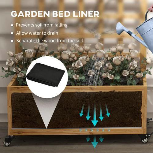 Outsunny Outsunny Wooden Trellis Planter, Raised Garden Bed with Wheels and Bed Liner - Raised Beds