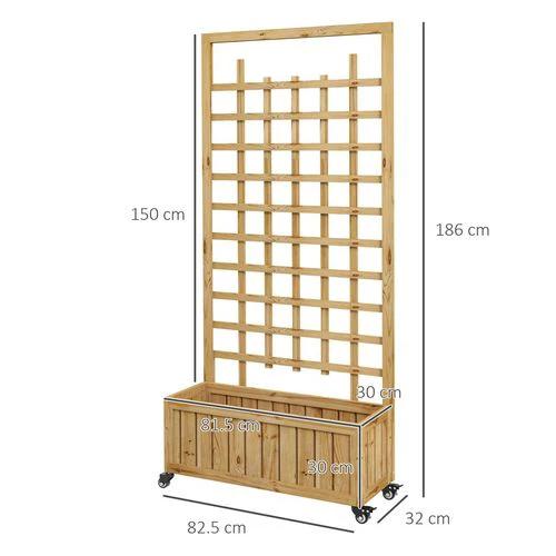 Outsunny Outsunny Wooden Trellis Planter, Raised Garden Bed with Wheels and Bed Liner - Raised Beds