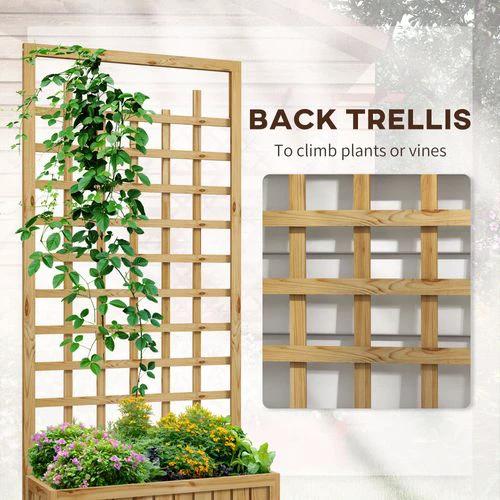 Outsunny Outsunny Wooden Trellis Planter, Raised Garden Bed with Wheels and Bed Liner - Raised Beds
