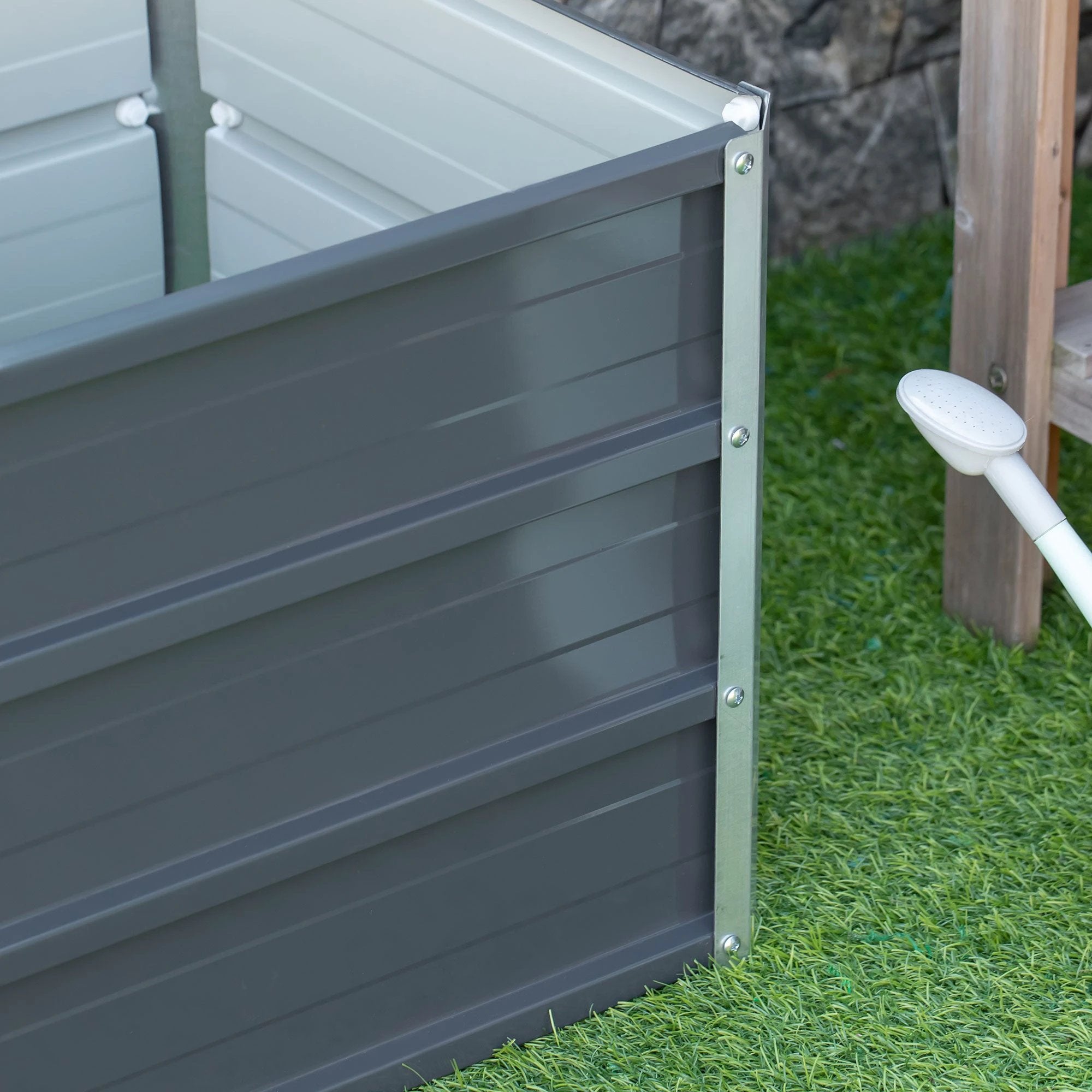 Outsunny Raised Garden Bed, Elevated Planter Box & Gloves, Grey - Raised Beds