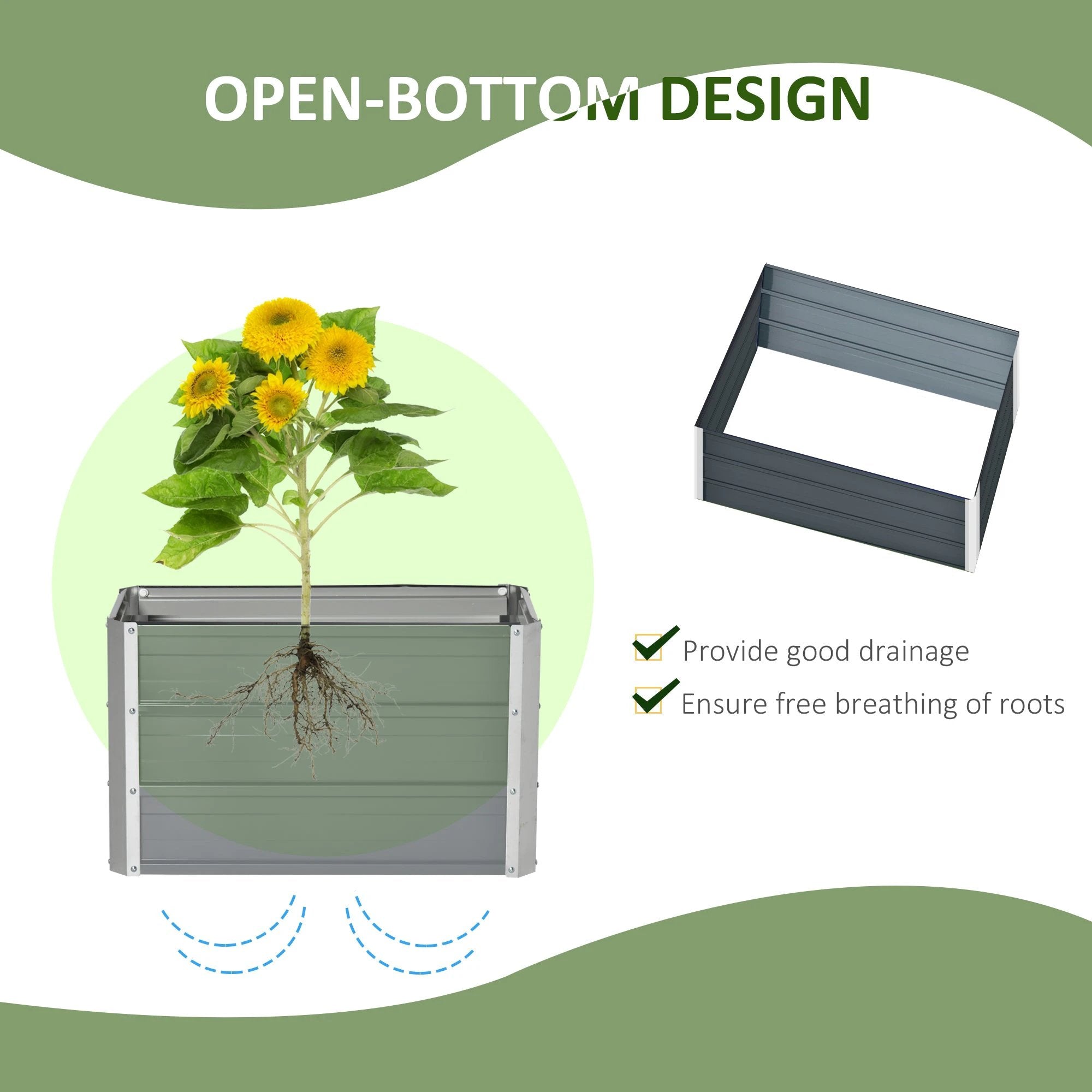 Outsunny Raised Garden Bed, Elevated Planter Box & Gloves, Grey - Raised Beds