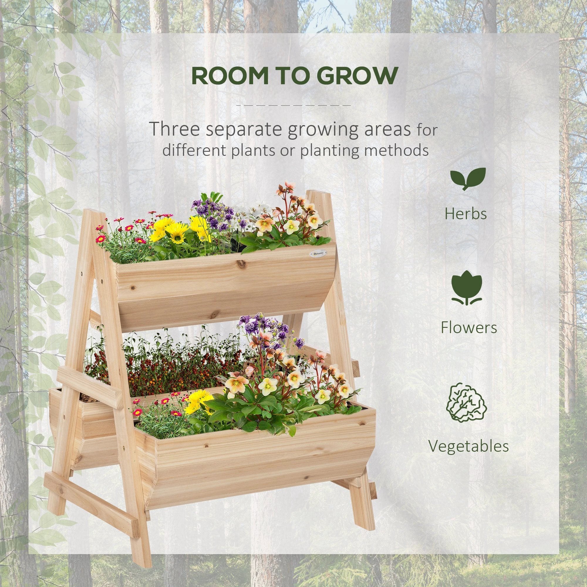 Outsunny Wood Raised Garden Bed Planter Box with Stand - Raised Beds