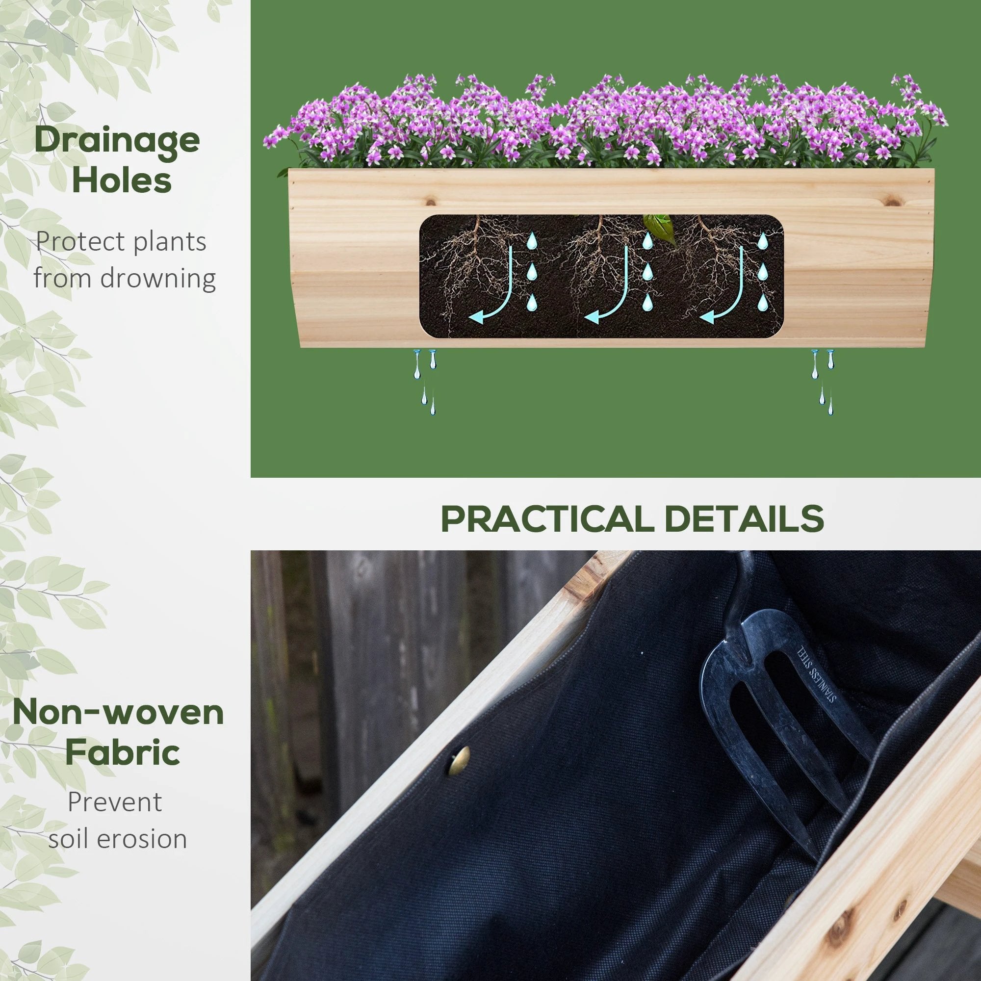 Outsunny Wood Raised Garden Bed Planter Box with Stand - Raised Beds