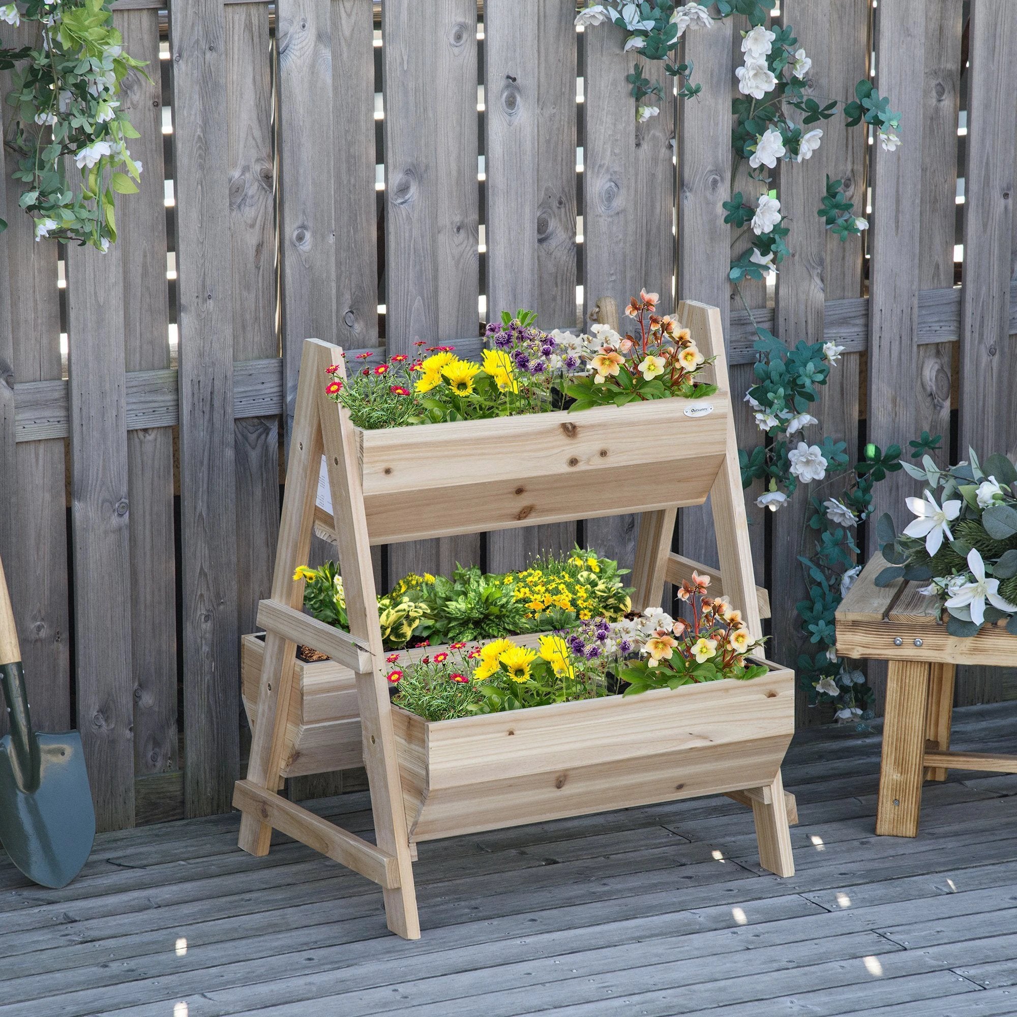 Outsunny Wood Raised Garden Bed Planter Box with Stand - Raised Beds