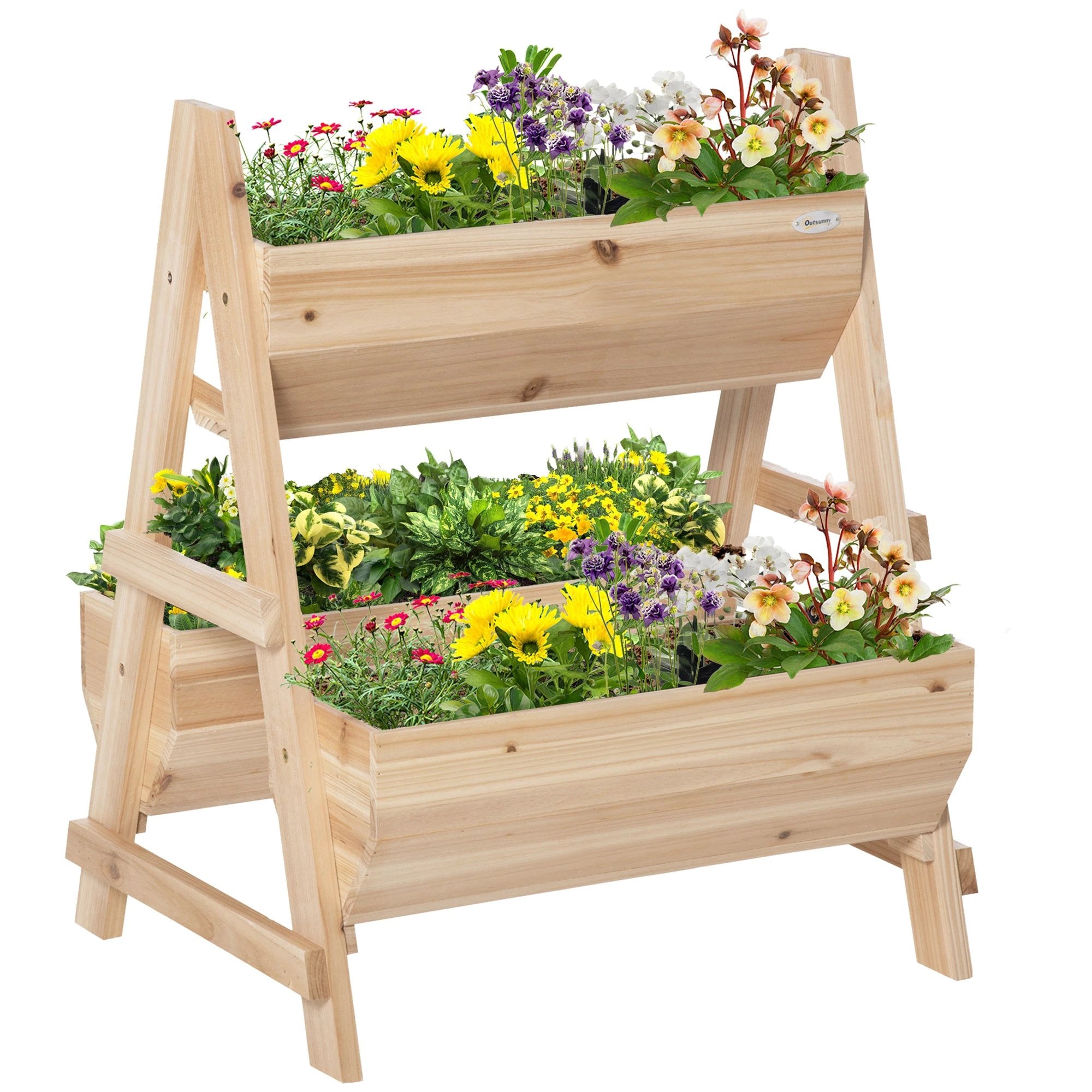 Wood Raised Garden Bed Planter Box with Stand by Outsunny