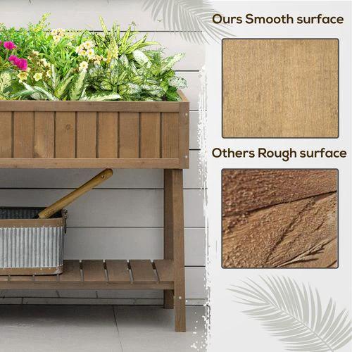 Outsunny Wooden Raised Bed Container Garden Plant Stand 8 Boxes 110x46x76cm Brown - Raised Beds
