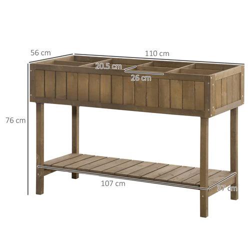 Outsunny Wooden Raised Bed Container Garden Plant Stand 8 Boxes 110x46x76cm Brown - Raised Beds