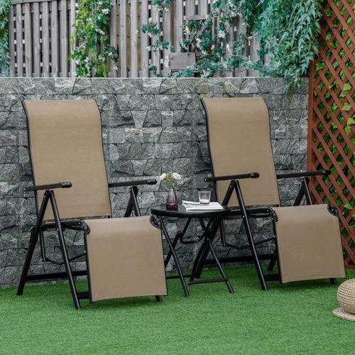 2 Sun Lounger Folding Reclining Lounge Chairs 10 Back & Leg Positions by Outsunny