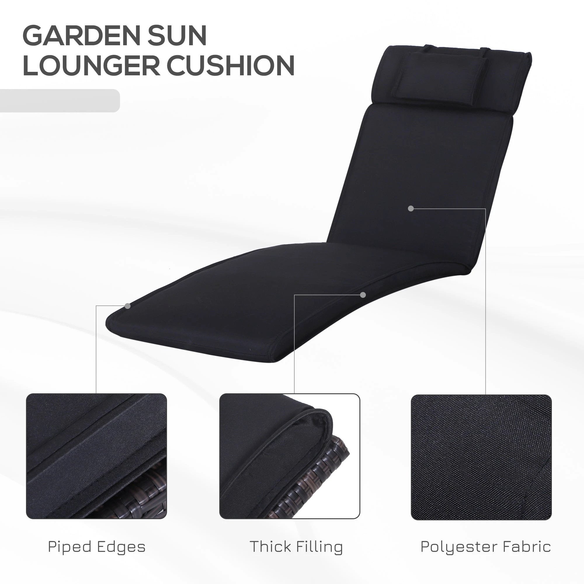Outsunny Garden Sun Lounger Chair Cushion Reclining Relaxer - Uncategorized Sun Lounger