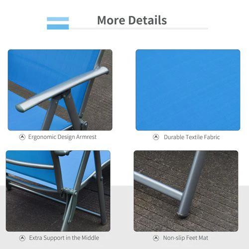 Outsunny Outsunny Sun Lounger Recliner Foldable 7 Levels Texteline Blue - Sun Lounger