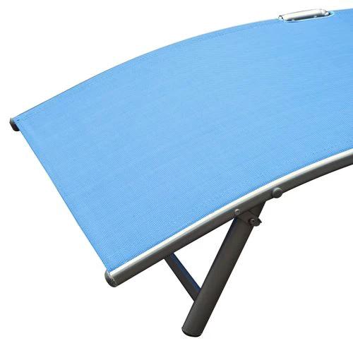 Outsunny Outsunny Sun Lounger Recliner Foldable 7 Levels Texteline Blue - Sun Lounger