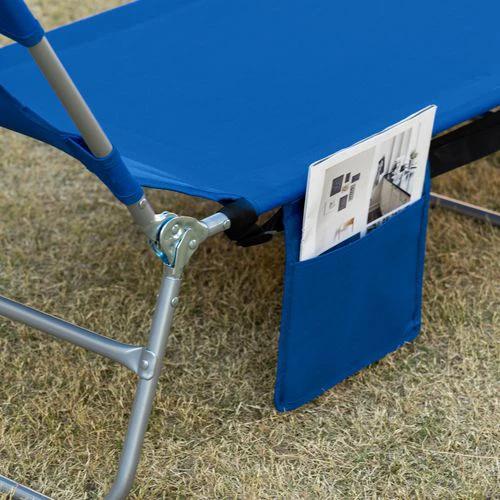Outsunny Beach Chaise Lounge Face Cavity Portable Sun Lounger, Reclining Adjust Blue - Sun Lounger