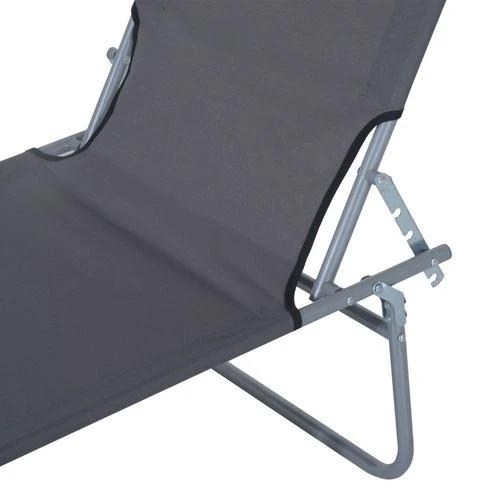 Folding Chair Sun Lounger Recliner Seat Sunshade Garden Outdoor Grey by Outsunny