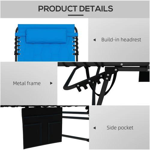 Outsunny Outsunny Foldable Sun Lounger Set, 2 Pieces Sun Lounger w/ Padded Seat Blue - Sun Lounger