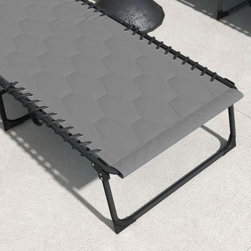 Outsunny Foldable Sun Lounger Set, 2 Pieces Sun Lounger w/ Padded Seat Grey by Outsunny