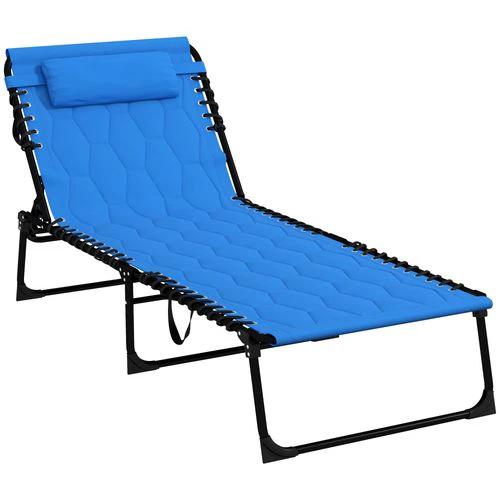 Outsunny Foldable Sun Lounger w/ Reclining Back, Sun Lounger w/ Padded Seat Blue by Outsunny