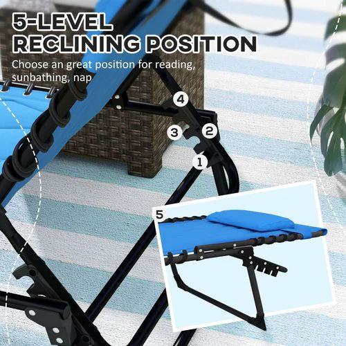Outsunny Foldable Sun Lounger w/ Reclining Back, Sun Lounger w/ Padded Seat Blue by Outsunny