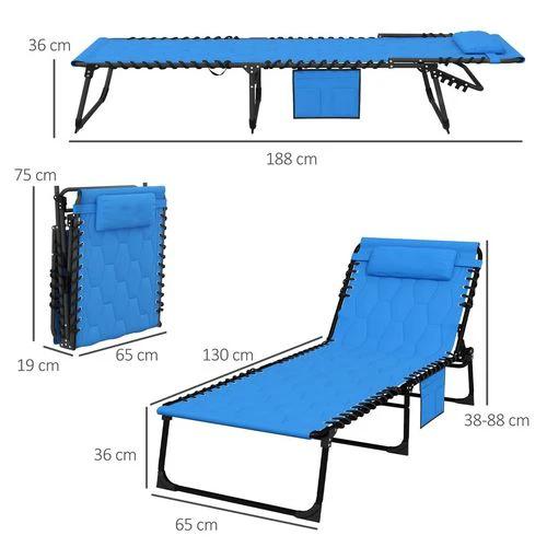 Outsunny Foldable Sun Lounger w/ Reclining Back, Sun Lounger w/ Padded Seat Blue by Outsunny