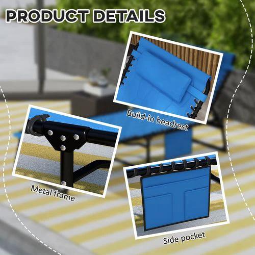 Outsunny Foldable Sun Lounger w/ Reclining Back, Sun Lounger w/ Padded Seat Blue by Outsunny