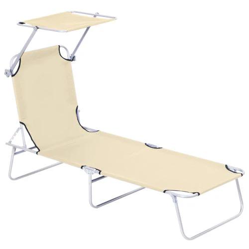 Outsunny Outsunny Folding Chair Sun Lounger w/ Sunshade Garden Recliner Hammock Beige - Sun Lounger