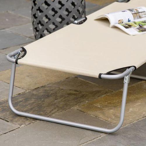 Outsunny Outsunny Folding Chair Sun Lounger w/ Sunshade Garden Recliner Hammock Beige - Sun Lounger