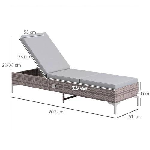 Outsunny Patio Rattan Sun Lounger Garden Wicker Backrest Adjustable Sun Lounger by Outsunny