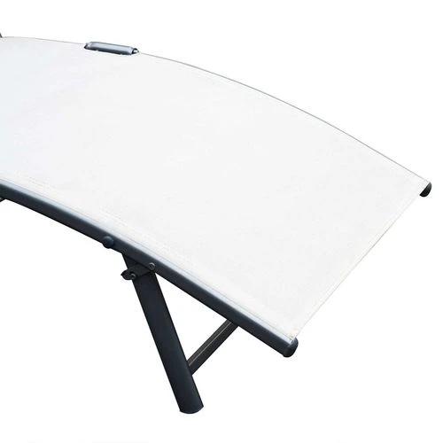 Outsunny Outsunny Sun Lounger Recliner Foldable 7 Levels Texteline Cream White - Sun Lounger