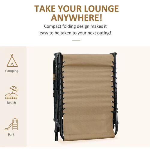 Portable Sun Lounger, Adjustable Backrest PillowBeige by Outsunny