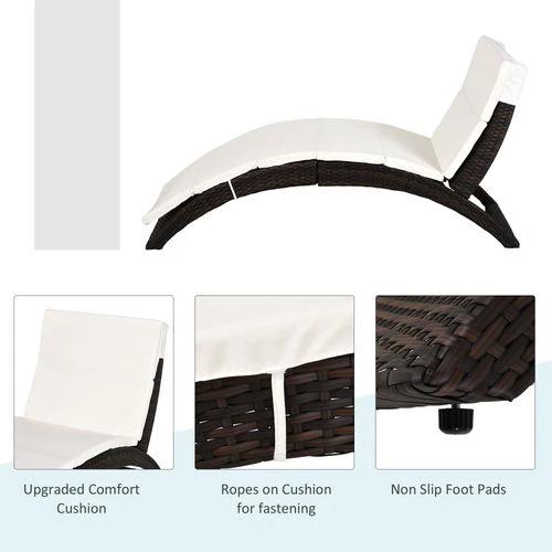 Rattan Folding Sun Lounger Recliner Cushion Wicker Garden Furniture 2 Colours by Outsunny