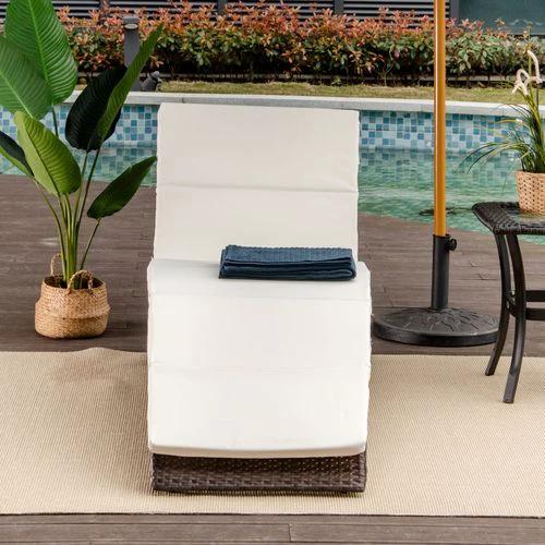 Outsunny Rattan Folding Sun Lounger Recliner Cushion Wicker Garden Furniture 2 Colours - Sun Lounger