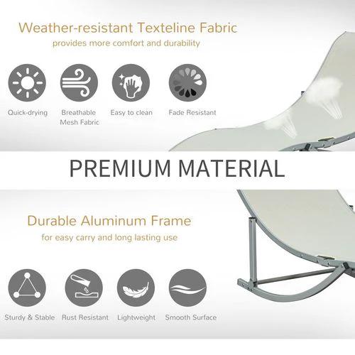 Outsunny Set of 2 Zero Gravity Lounge Chair Recliners Sun Lounger Beige - Sun Lounger