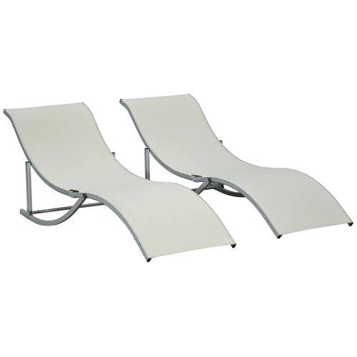 Set of 2 Zero Gravity Lounge Chair Recliners Sun Lounger Beige by Outsunny