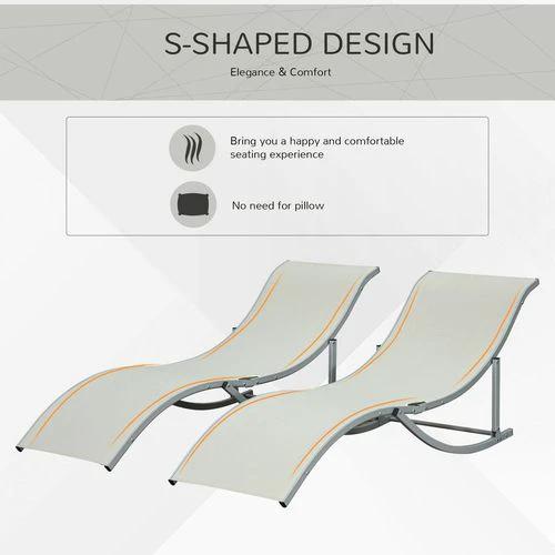 Outsunny Set of 2 Zero Gravity Lounge Chair Recliners Sun Lounger Beige - Sun Lounger
