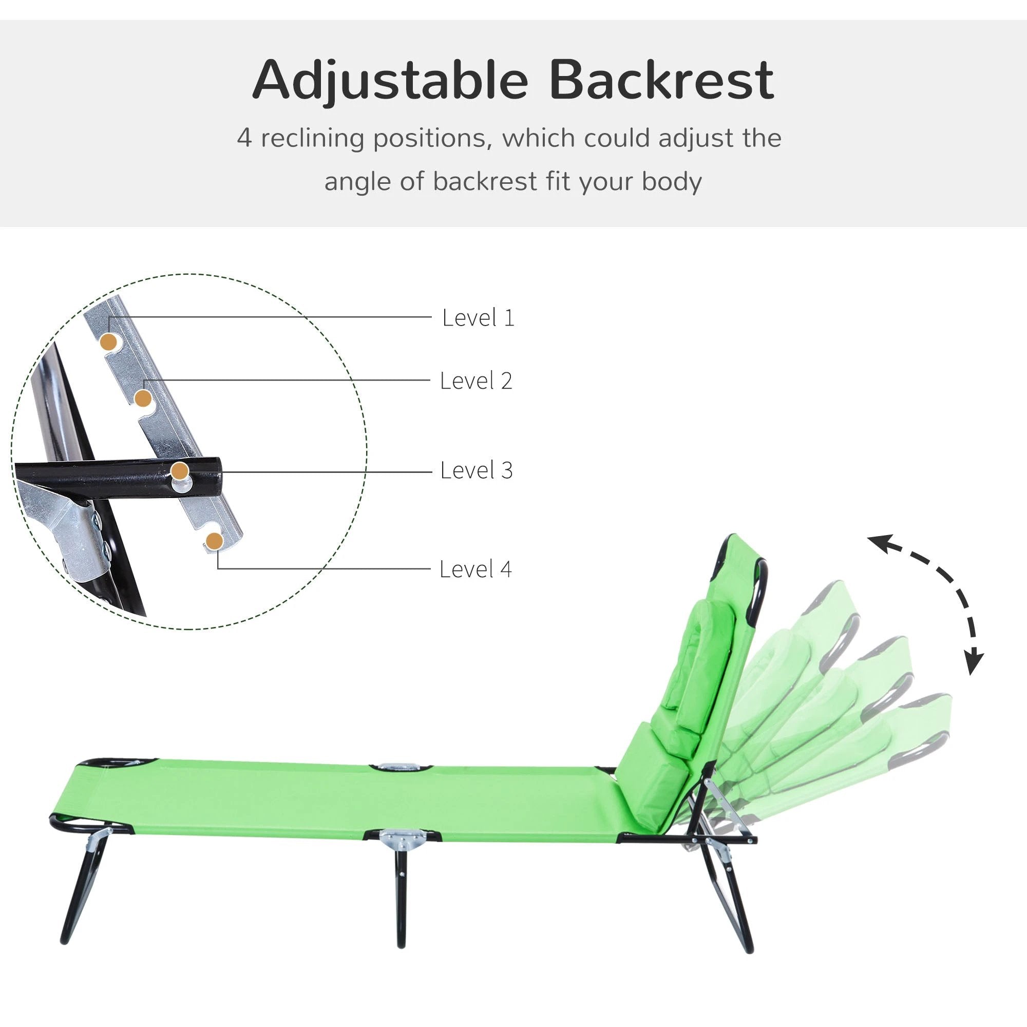 Folding Sun Lounger Reclining Chair w/ Pillow Reading Hole by Outsunny