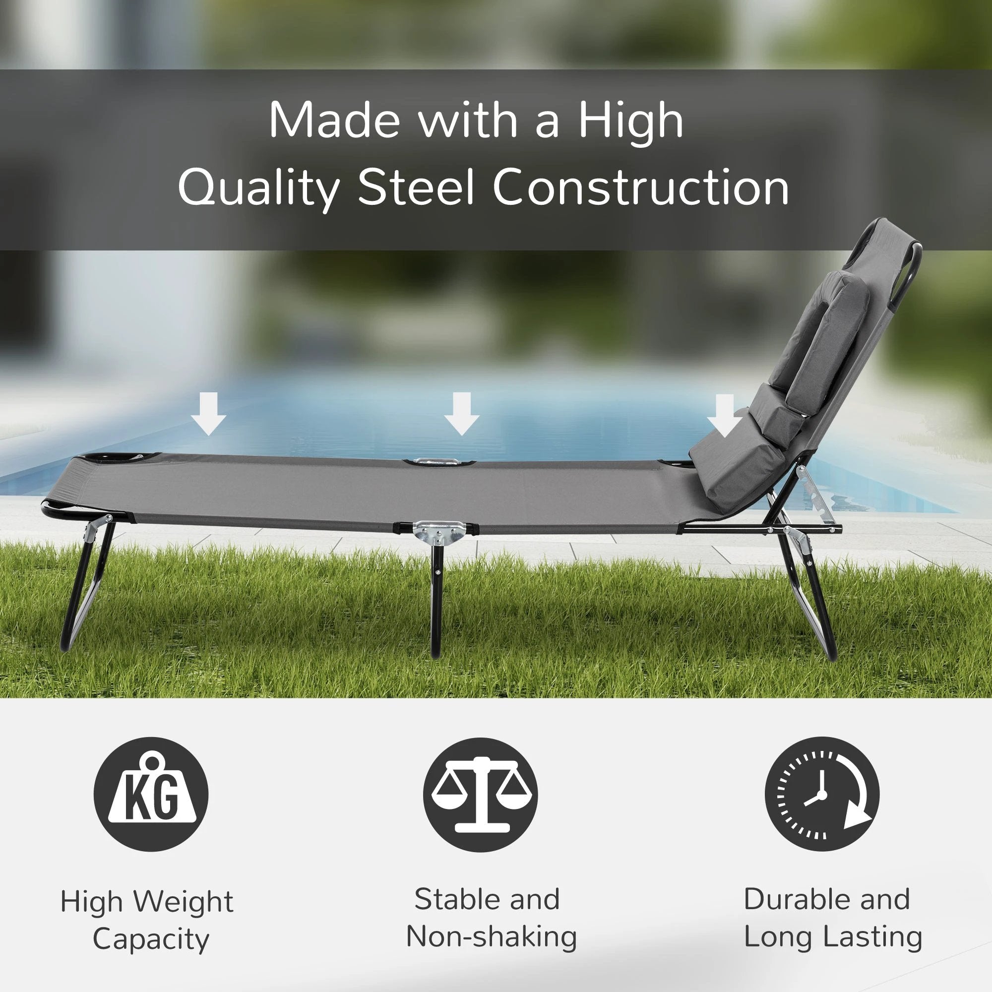 Outsunny Folding Sun Lounger Reclining Chair w/ Pillow Reading Hole - Uncategorized Sun Lounger