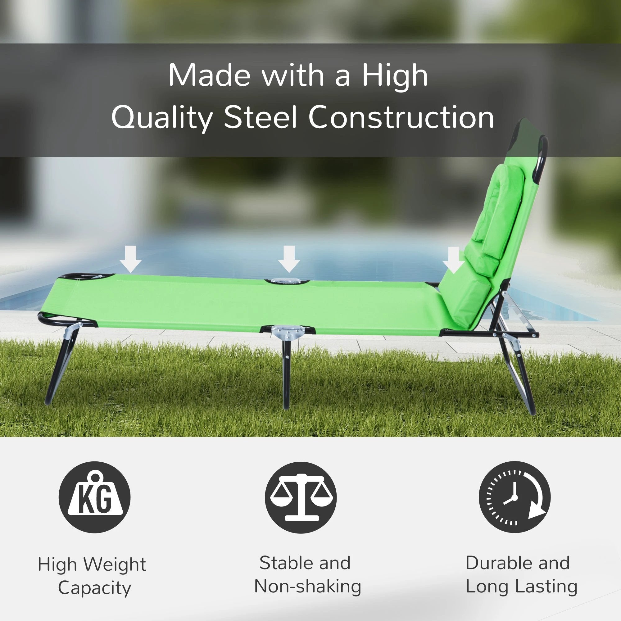 Folding Sun Lounger Reclining Chair w/ Pillow Reading Hole by Outsunny