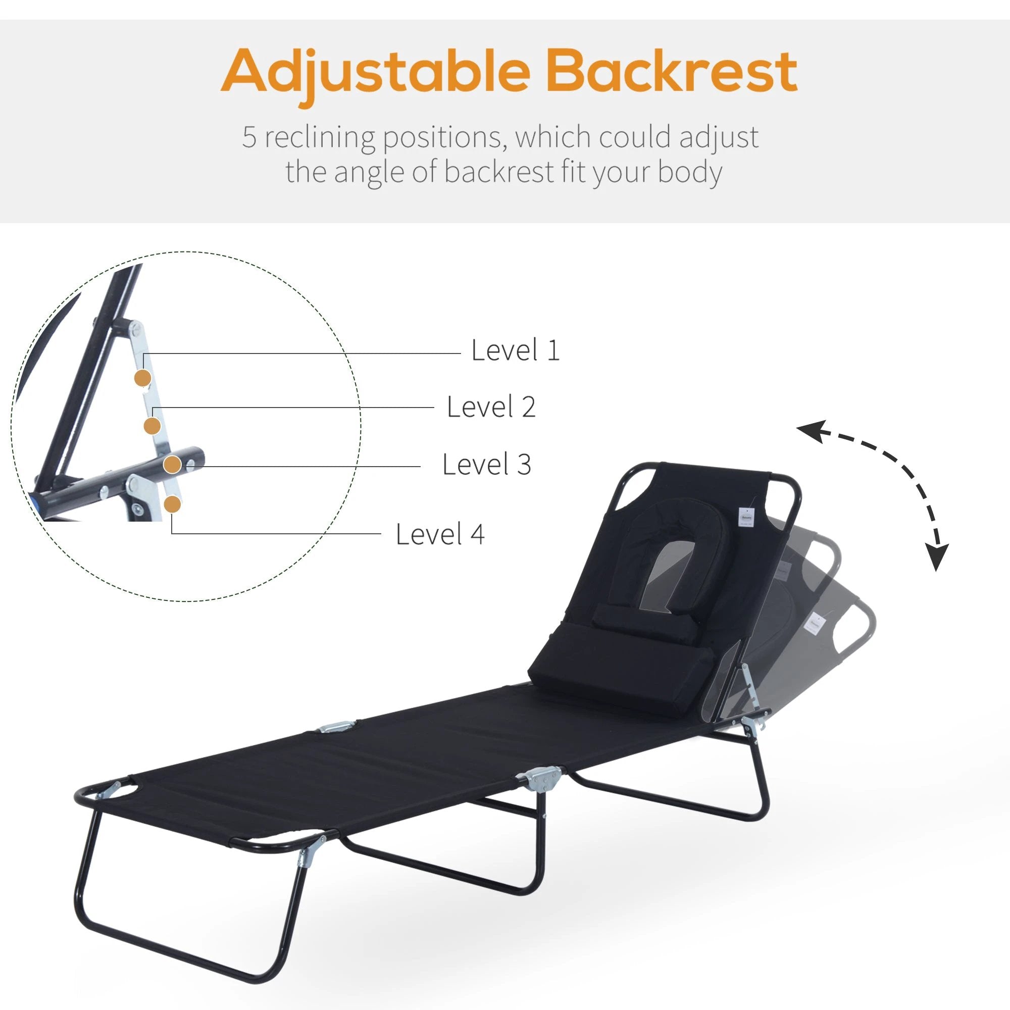 Outsunny Folding Sun Lounger Reclining Chair w/ Pillow Reading Hole - Uncategorized Sun Lounger