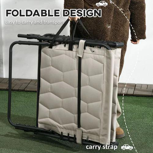 Outsunny Outsunny Foldable Sun Lounger Reclining Back, Sun Lounger w/ Padded Seat Khaki - Sun Lounger