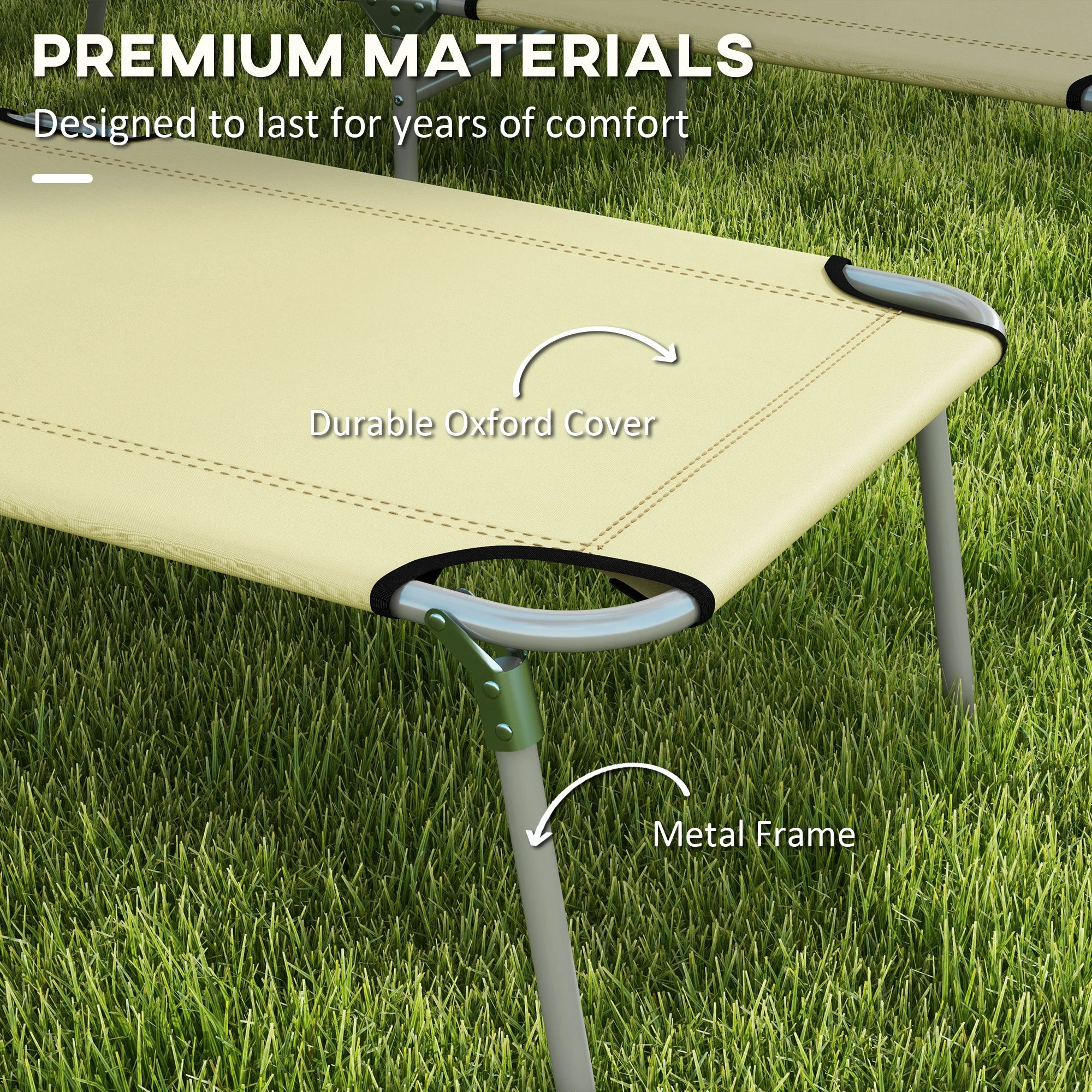 Outsunny Outsunny Folding Sun Lounger Set of 2 with Sunshade Adjustable Backrest - Uncategorized Sun Lounger