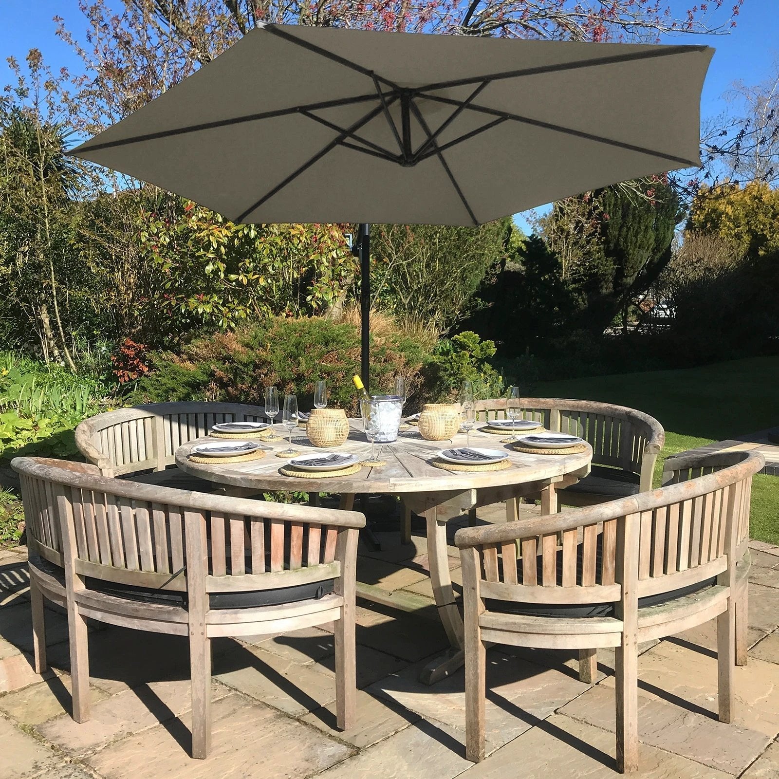 Beige Cantilever Parasol 2.5m Crank Garden by Monster Shop