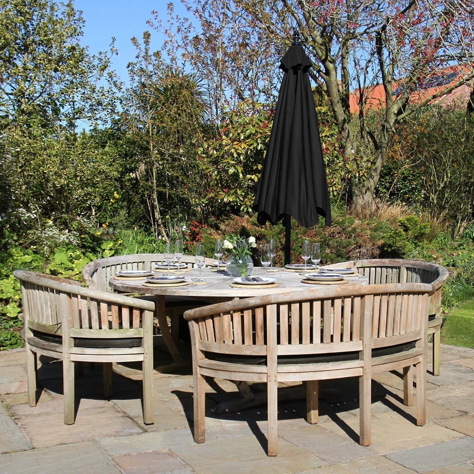 Premium Cantilever Parasol 8ft Crank Wind UV Protective 160g Polyester For Outdoor Garden by Monster Shop