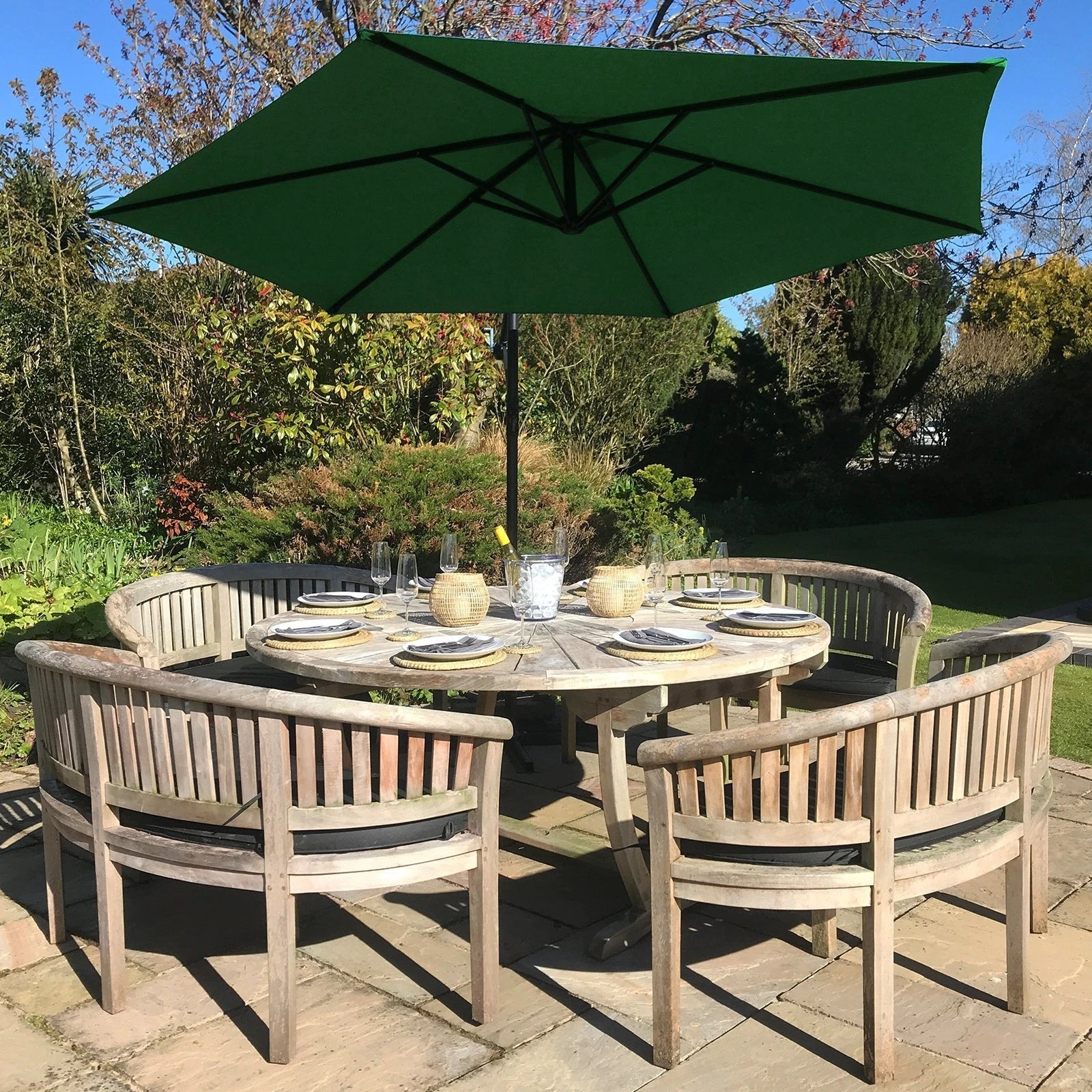 Monster Shop Green Cantilever Parasol 3m Crank Patio - Uncategorized Parasol