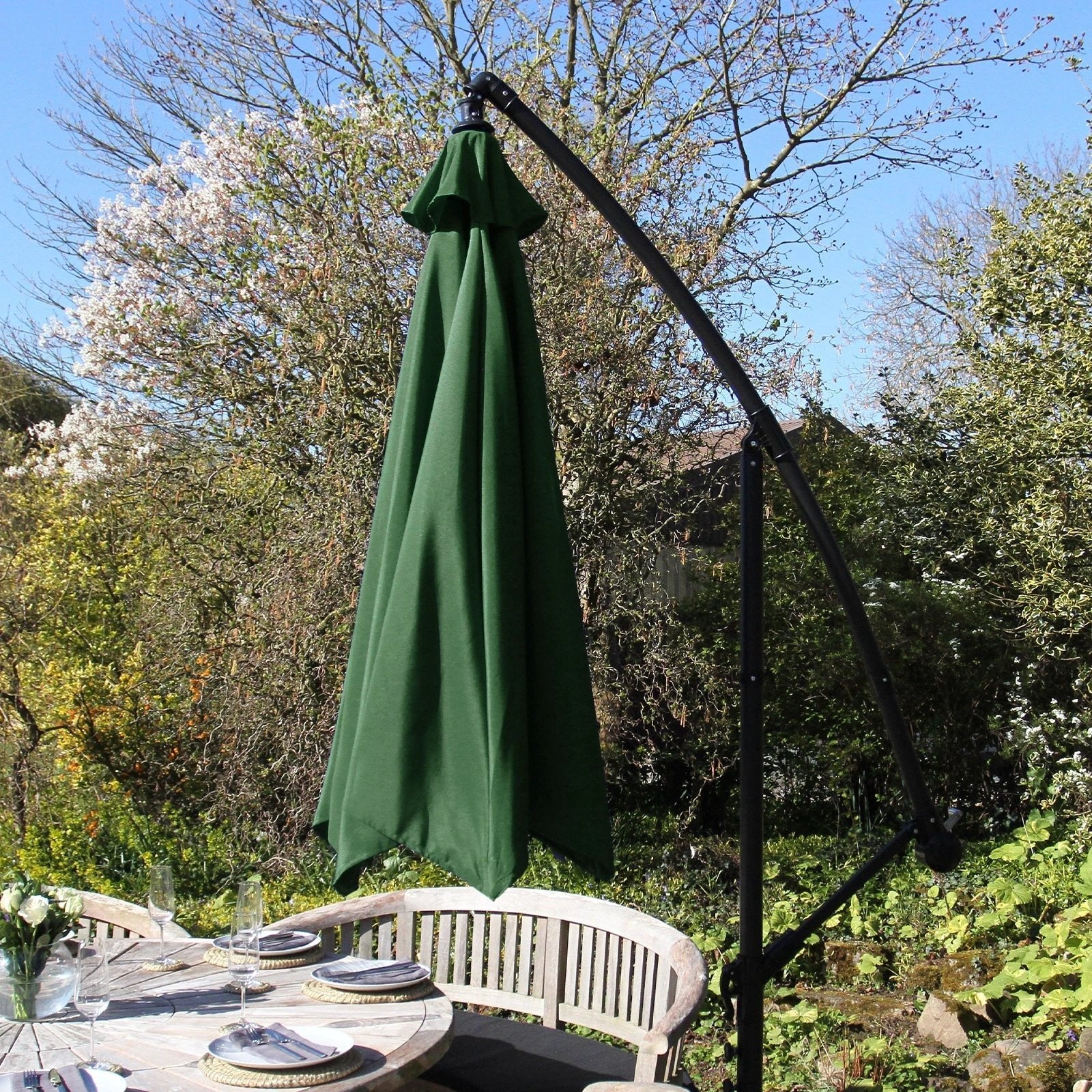 Monster Shop Green Cantilever Parasol 3m Crank Patio - Uncategorized Parasol