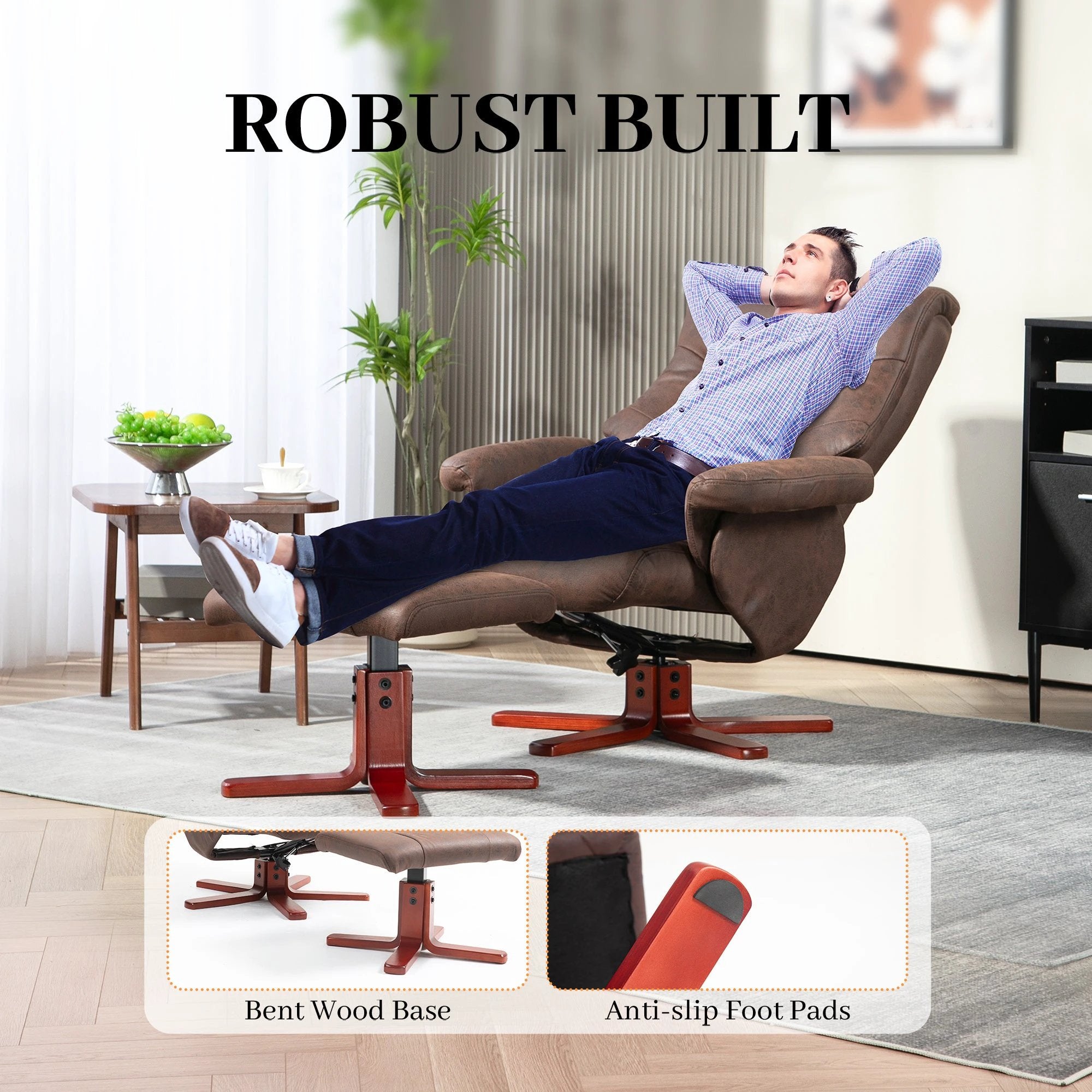 HOMCOM Recliner Chair with Footstool, Backrest Adjustable, Armchair by HOMCOM