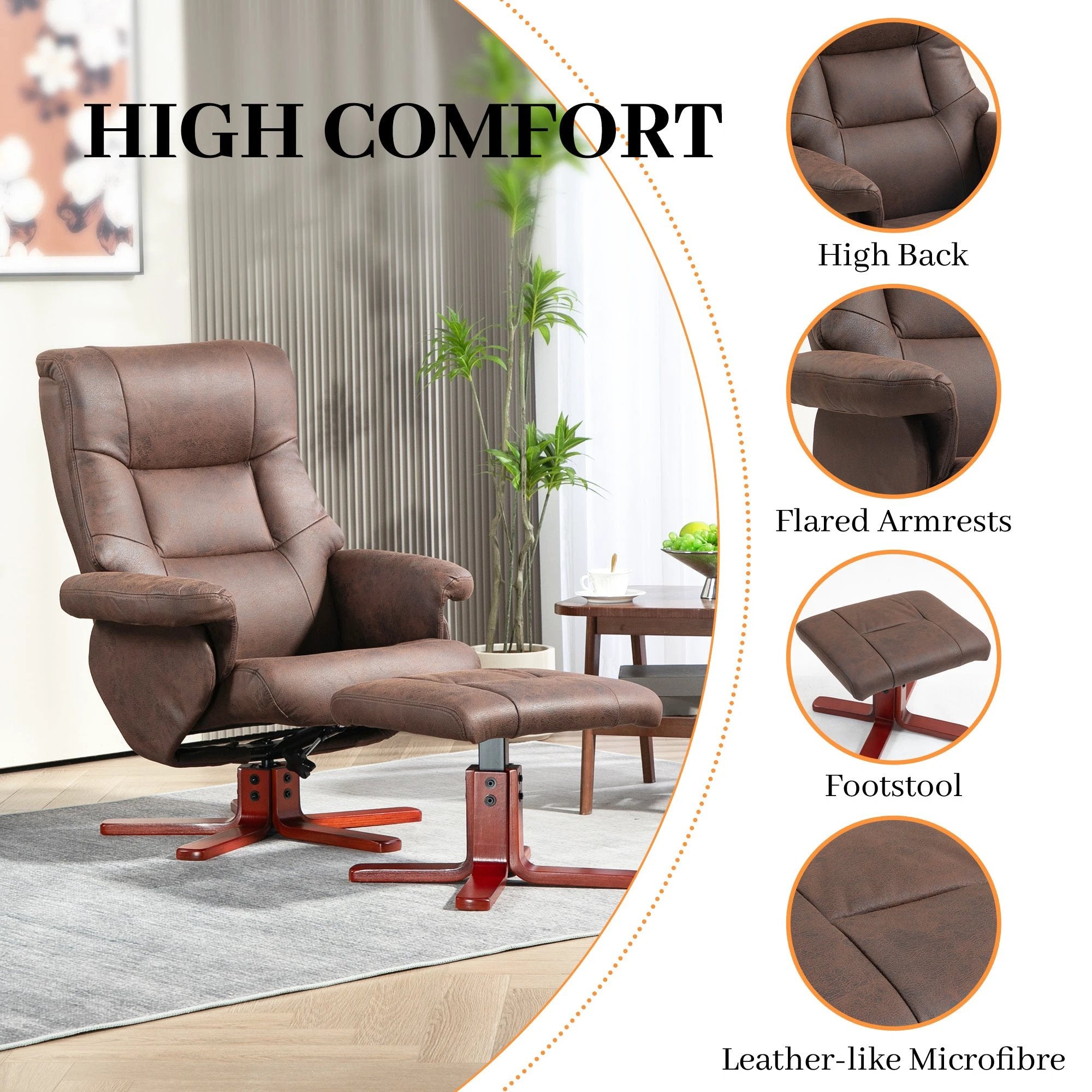HOMCOM Recliner Chair with Footstool, Backrest Adjustable, Armchair by HOMCOM