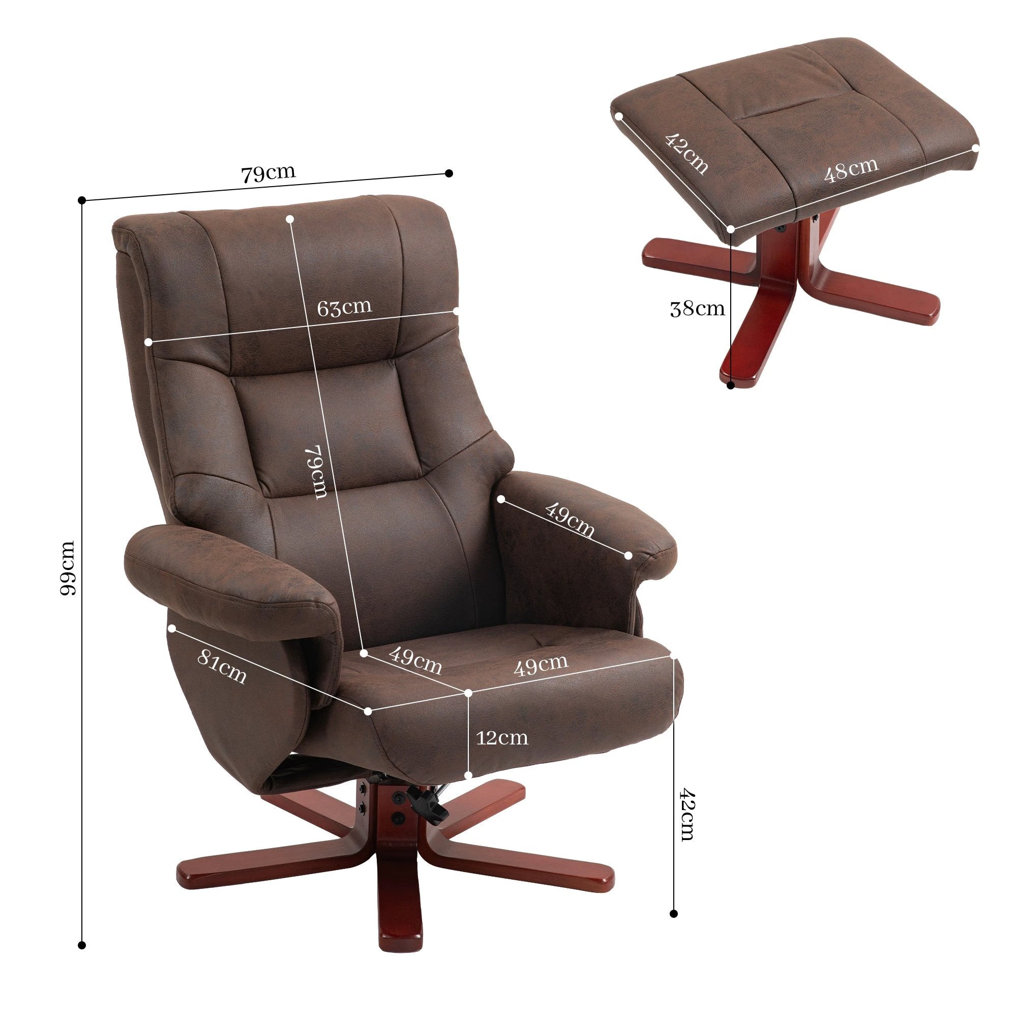 HOMCOM Recliner Chair with Footstool, Backrest Adjustable, Armchair by HOMCOM